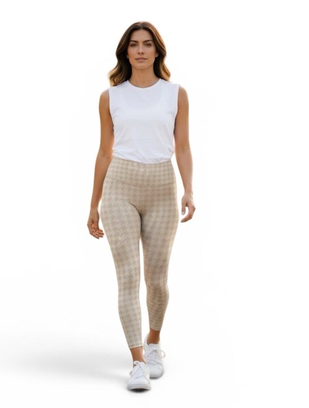 Offline Aerie Leggings Size Medium P Beige Houndstooth Hugger High Waisted Ankle